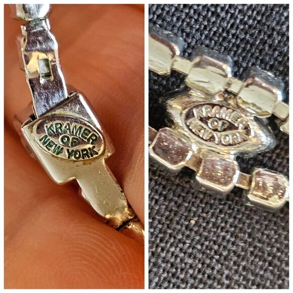 Vintage Kramer New York Choker Necklace Bracelet Set Clear‎ Rhinestones Sparkle - Picture 12 of 15